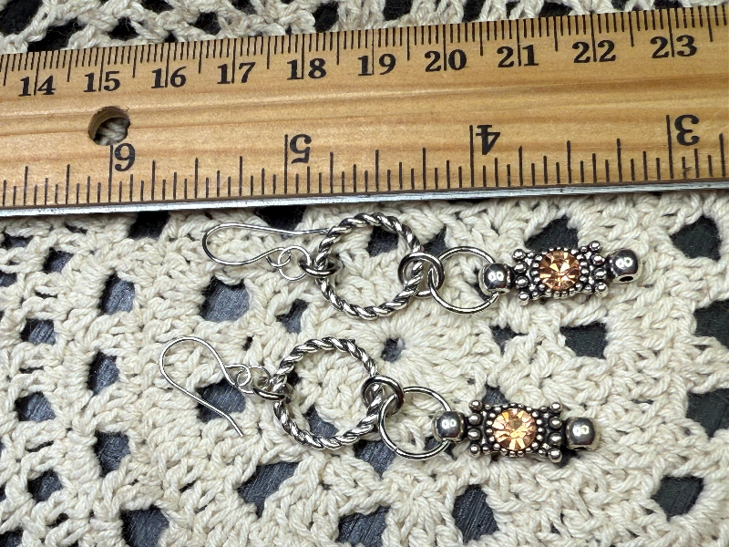 peach rhinestone earrings