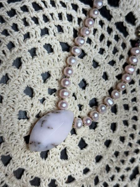 pink opal & pearl necklace