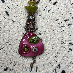 pink enameled in the garden necklace pendant-1