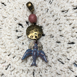 blue bird, enameled necklace pendant-3