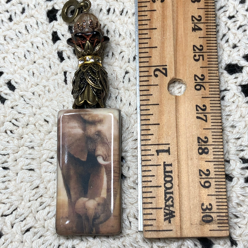 momma's boy elephantkiln fired necklace pendant one