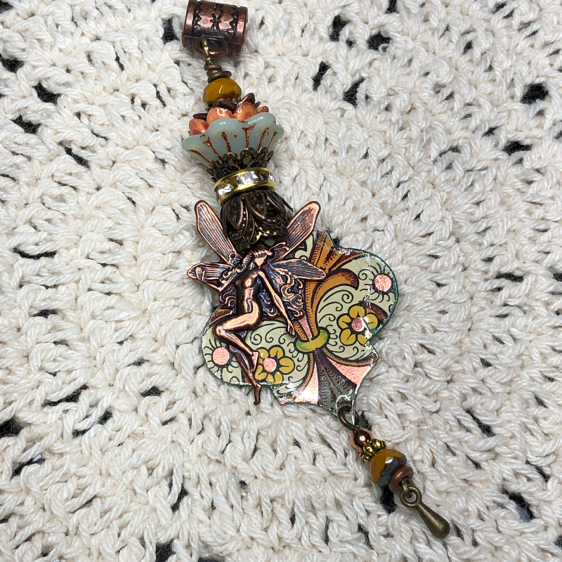 fairy magic-two-vintage tin necklace pendant