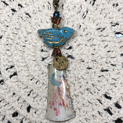 ways of the ancestors, vintage dream catcher & bird necklace pendant