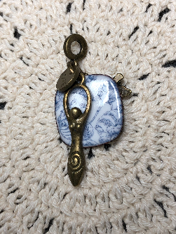goddess of the blue garden enameled necklace pendant