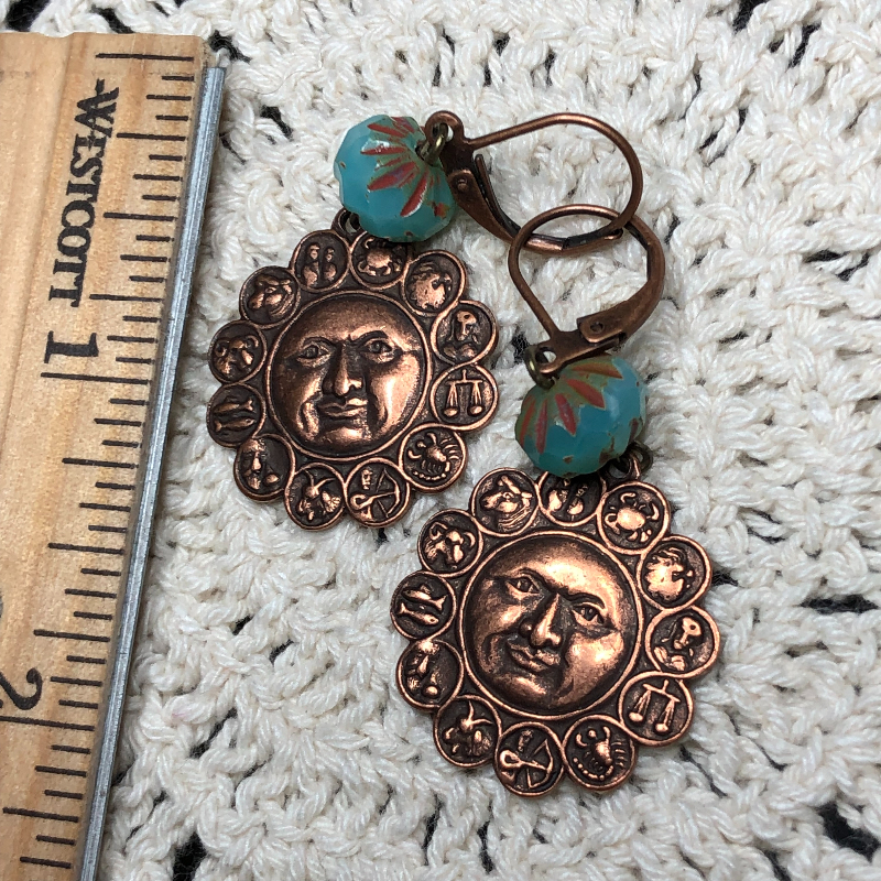 secrets the sun holds, copper earrings