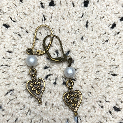 bronze antique heart earrings