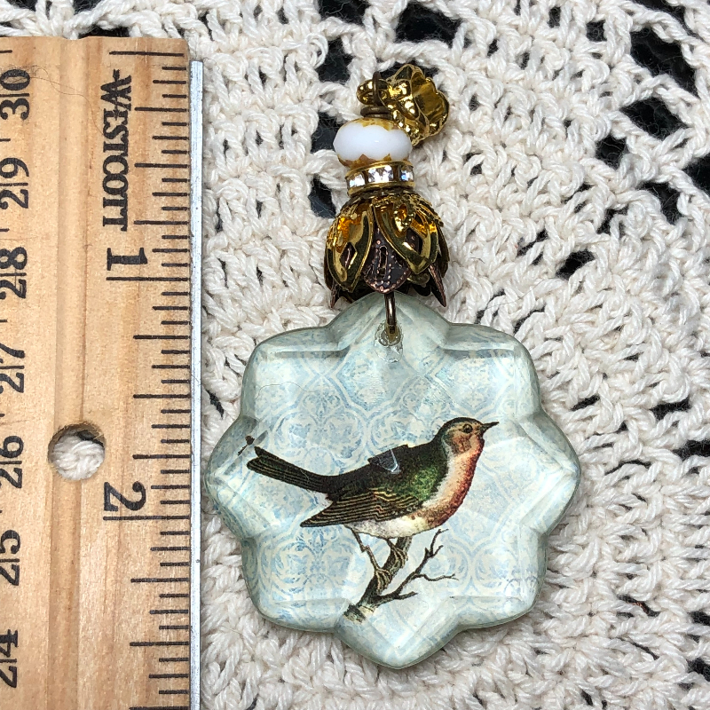 song bird, vintage necklace pendant