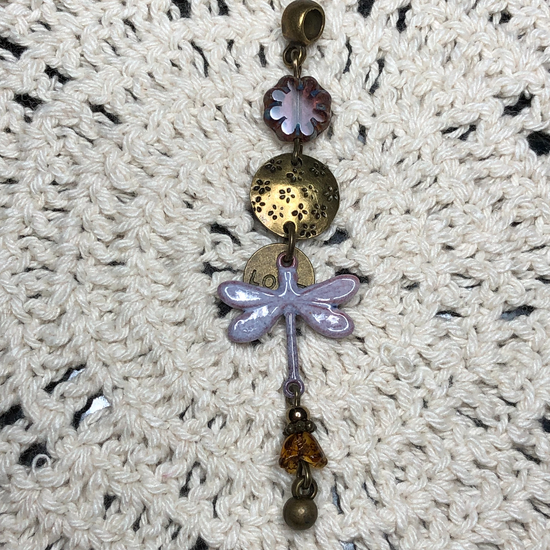 lilacs & dragonflies, enameled dragonfly necklace pendant