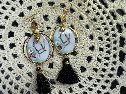 enameled cat earrings