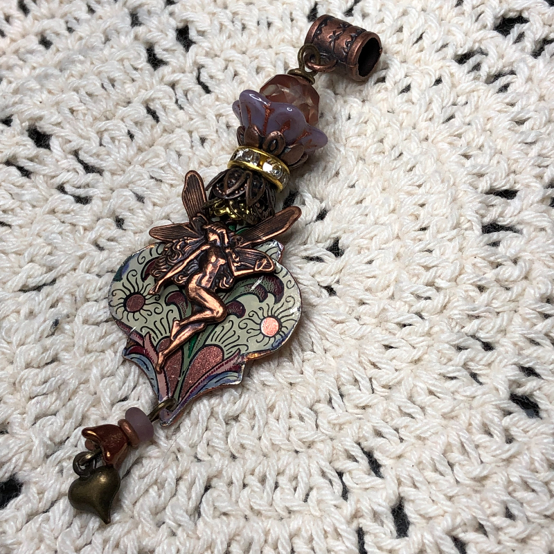 fairy magic-one-vintage tin necklace pendant