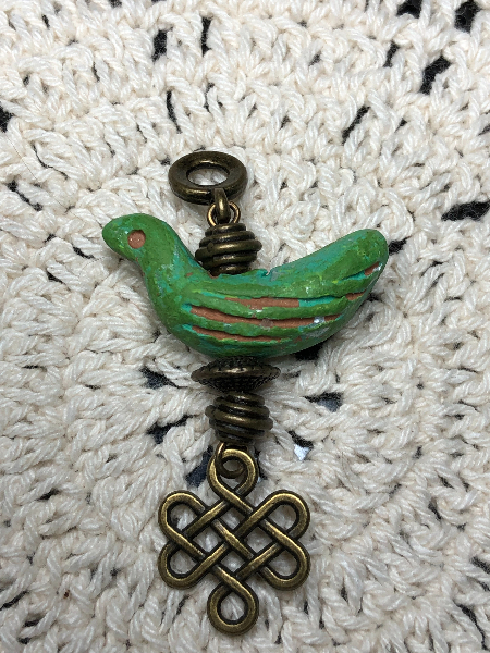 celtic, green bird necklace pendant