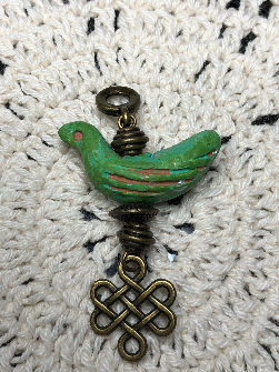 celtic, green bird necklace pendant