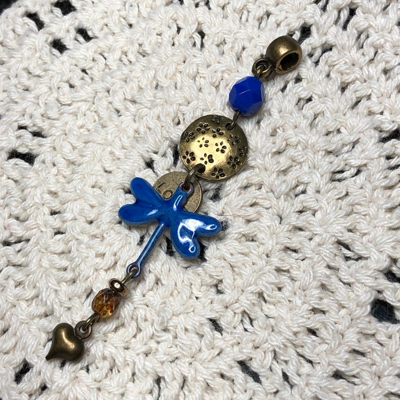 blue dragonfly enameled necklace pendant