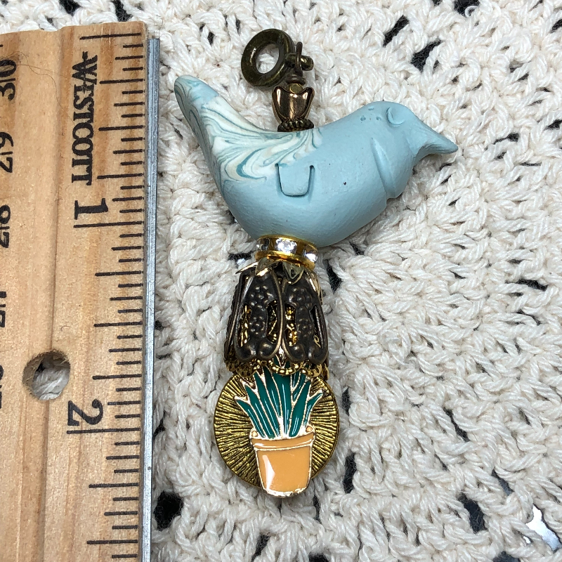 southwestern cactus bird-necklace pendant