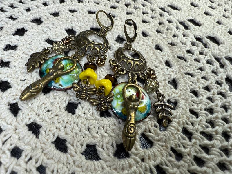 bee-goddess enameled chandelier charming earrings