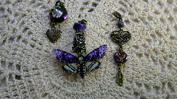 gift sets- purple moth, purple bird &  heart pendant, colorful glass with heart pendant