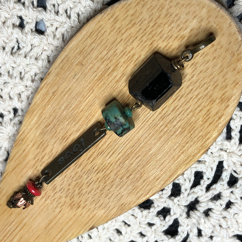 amulet of love-black tourmaline & turquoise necklace pendant