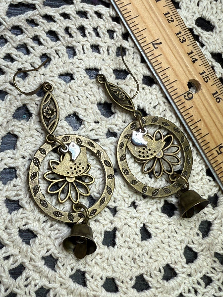 bronze bird, charming earrings