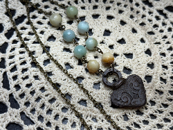 rustic heart, opal necklace