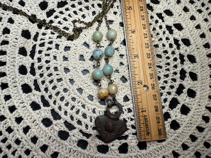 rustic heart, opal necklace