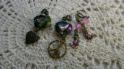 gift sets- mermaid earrings, colorful glass peace & heart pendants