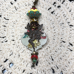 fairy magic-three-vintage tin necklace pendant
