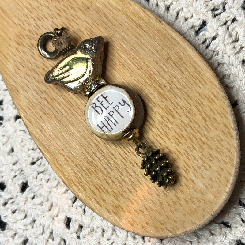 bee-happy golden bird necklace pendant