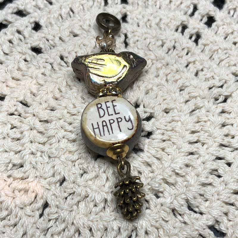 bee-happy golden bird necklace pendant
