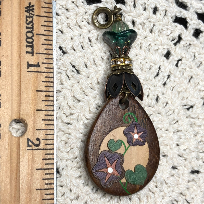 morning glory wood necklace pendant