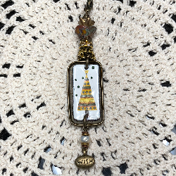 wrapped in love-vintage tree, enameled necklace pendant