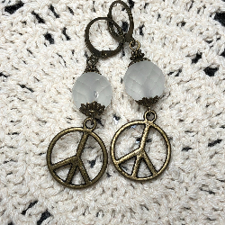 vintage opaque glass beaded peace earrings