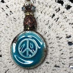 peace, artisan ceramic necklace pendant-1