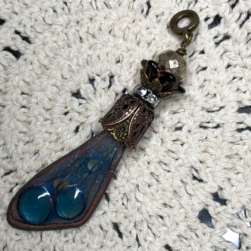 fairy wing-2, enameled necklace pendant