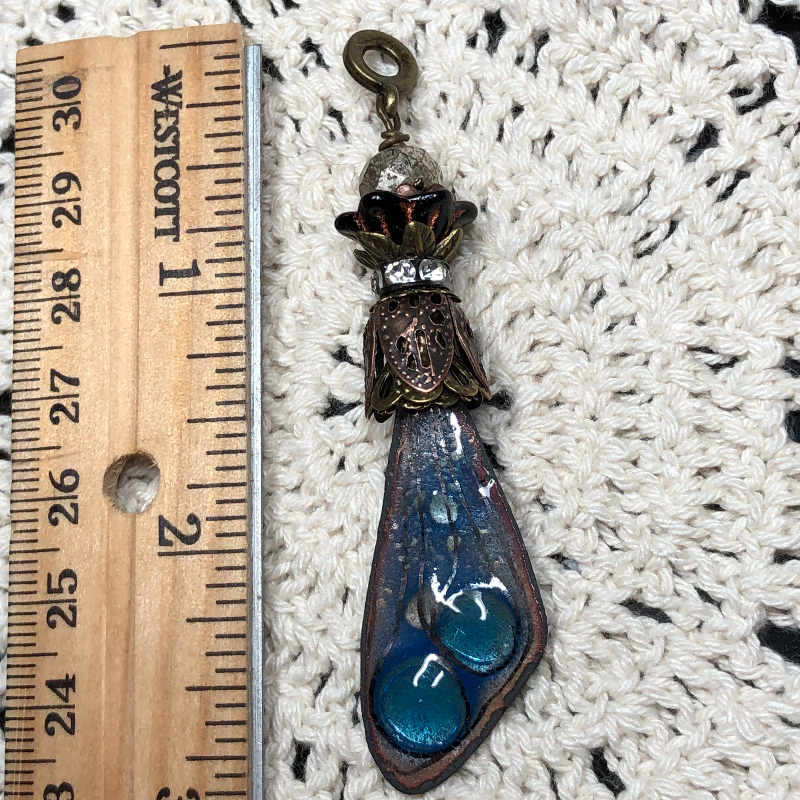 fairy wing-2, enameled necklace pendant