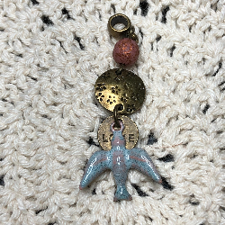 blue bird, enameled necklace pendant-4