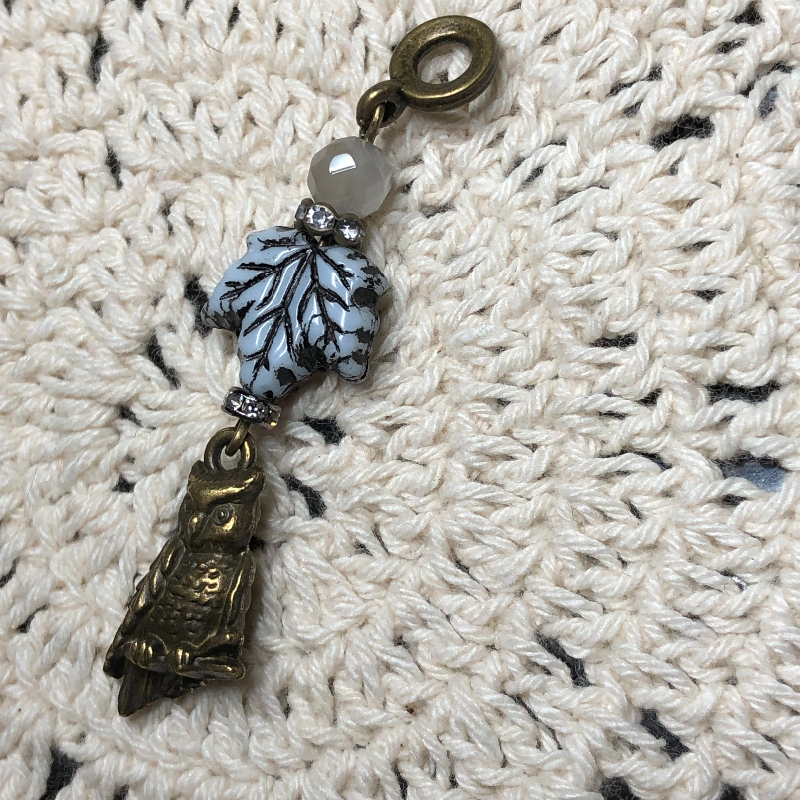 wisdom of letting go leaf & owl, labradorite  necklace pendant