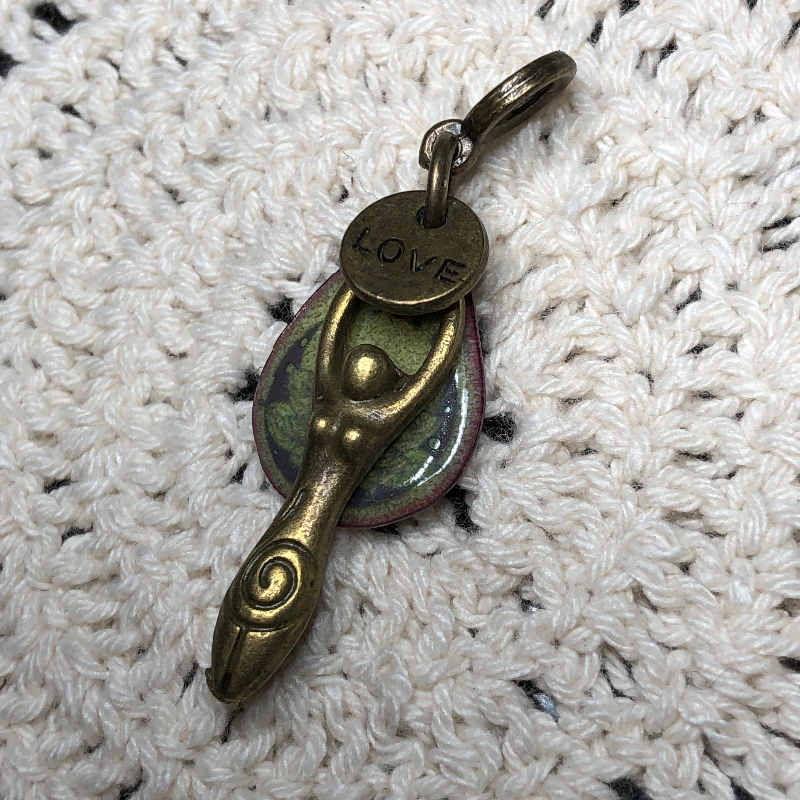 heart of the lotus goddess, enameled necklace pendant