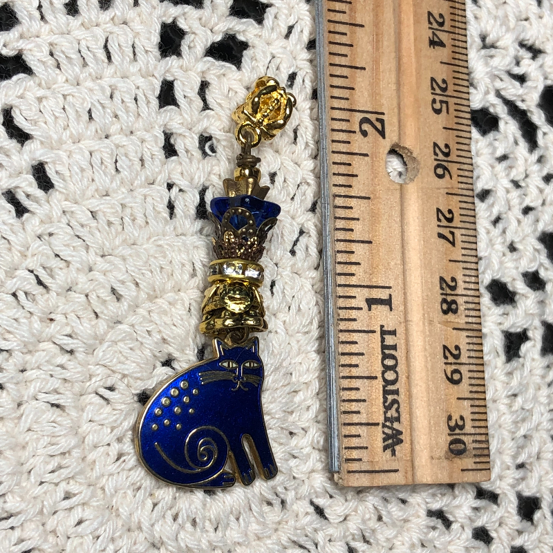 blue enameled cat necklace pendant
