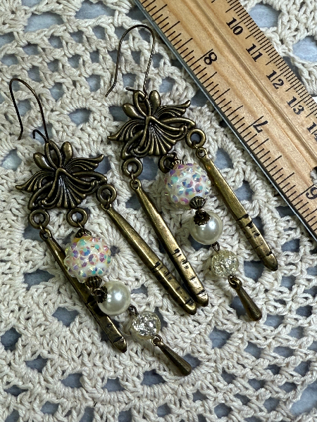 vintage estate ball drop trio, roaring 20's earrings