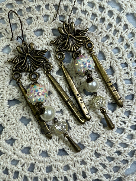 vintage estate ball drop trio, roaring 20's earrings