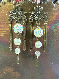 vintage estate ball drop trio, roaring 20's earrings