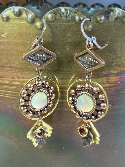 vintage estate copper glowing circle earrings