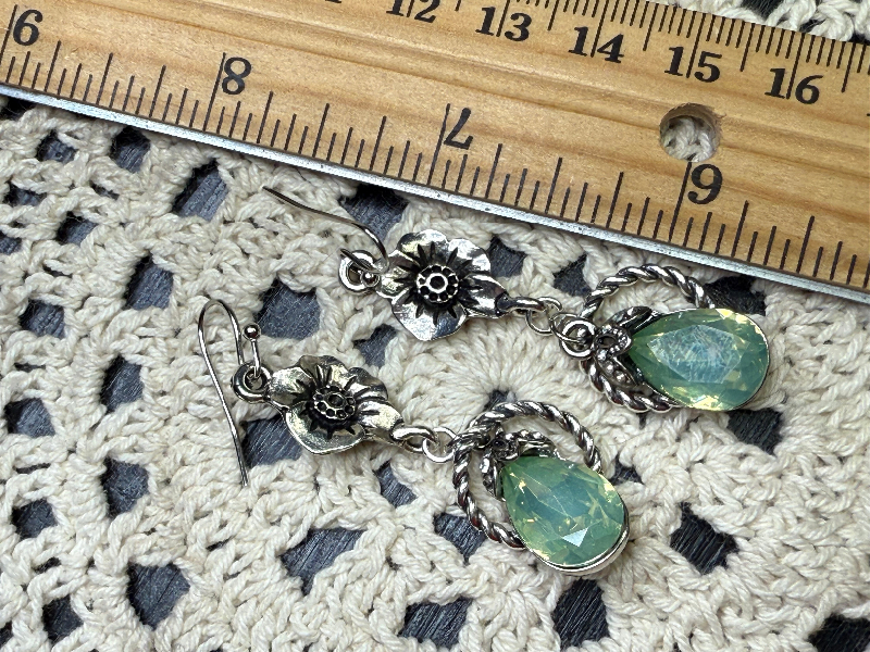sea green rhinestone earrings