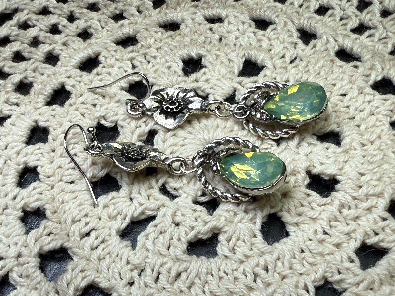 sea green rhinestone earrings