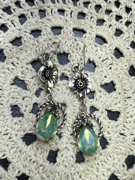 sea green rhinestone earrings