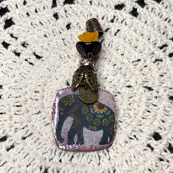 elephant enameled necklace pendant