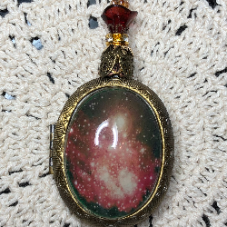 interstellar luminescent nebula, vintage locket necklace pendant