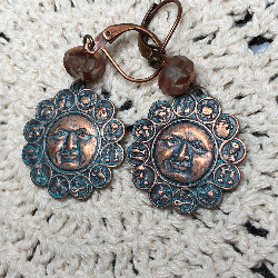 secrets the sun holds, copper-blue earrings