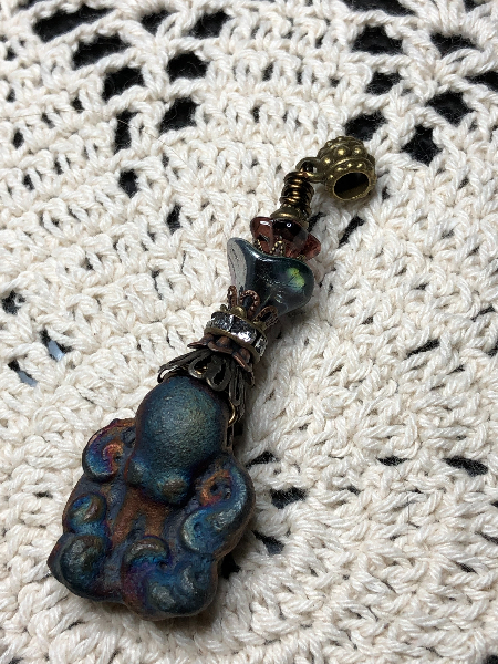 raku octopus kiln fired necklace pendant