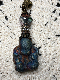 raku octopus kiln fired necklace pendant